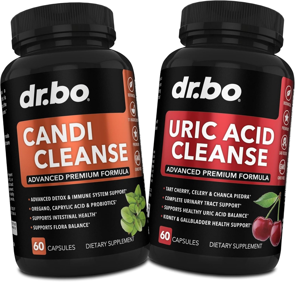 DR. BO Candi Uric Acid Cleanse Υποστήριξη - Ρίγανο & Νεφρική βοτανική συμπληρώματα για γυναίκες & άνδρες - Επιπλέον δύναμη Uric Acid Flush Puge Κάψουλες & στοματικό έλεγχοProbiotic Complex Cleanser