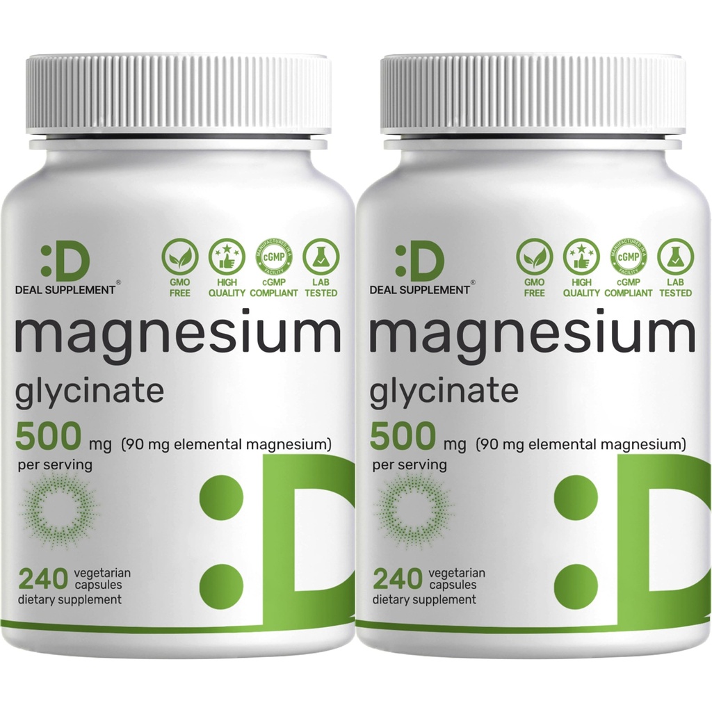 2 Συσκευασία Γλυκινικό μαγνήσιο 500mg, 480 Κάψουλες Veggie 