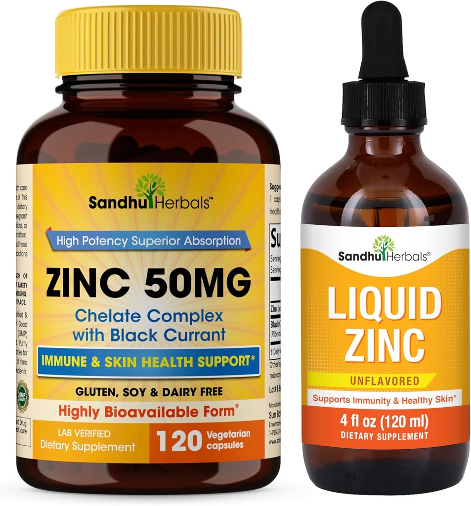 SANDHUHERBALS Ψευδάργυρος 50mg κάψουλες Δέσιμο με σταγόνες υγρού ψευδαργύρου 