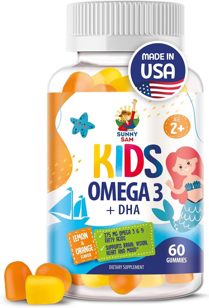 Ωμέγα 3 Gummies για παιδιά & ενήλικες - 60 μασώμενα Gummies - Δεν Fish Oil Vegan Omega 3 6 9 συμπλήρωμα DHA Gummy