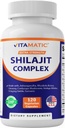 Vitamatic Shilajit Complex Capsules, Made with Ashwagandha, Rhodiola, Ginseng, Cordyceps, Ginkgo, Nettle, Turmeric - 120 Veggie Capsules - Extra Strength Shilajit Extract for Men & Women