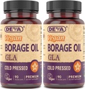 DEVA Vegan Vitamins, Borage Oil 500mg, Πηγή Ωμέγα-6 Λιπαρά Οξέα GLA (Λινολενικό Οξύ Γκάμμα), Ψυχρό-Pressed & Unrefined, 90 δισκία (Pack of 2)