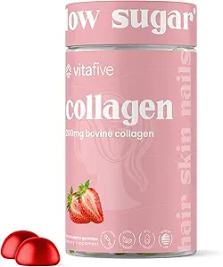 Ενυδατικά πέντε Gummies Collagen για άνδρες και γυναίκες, Bovine Collagen, Collagen Gummy για τα μαλλιά, το δέρμα, και Connective Tisus Support, Χωρίς γλουτένη (50 Ct)