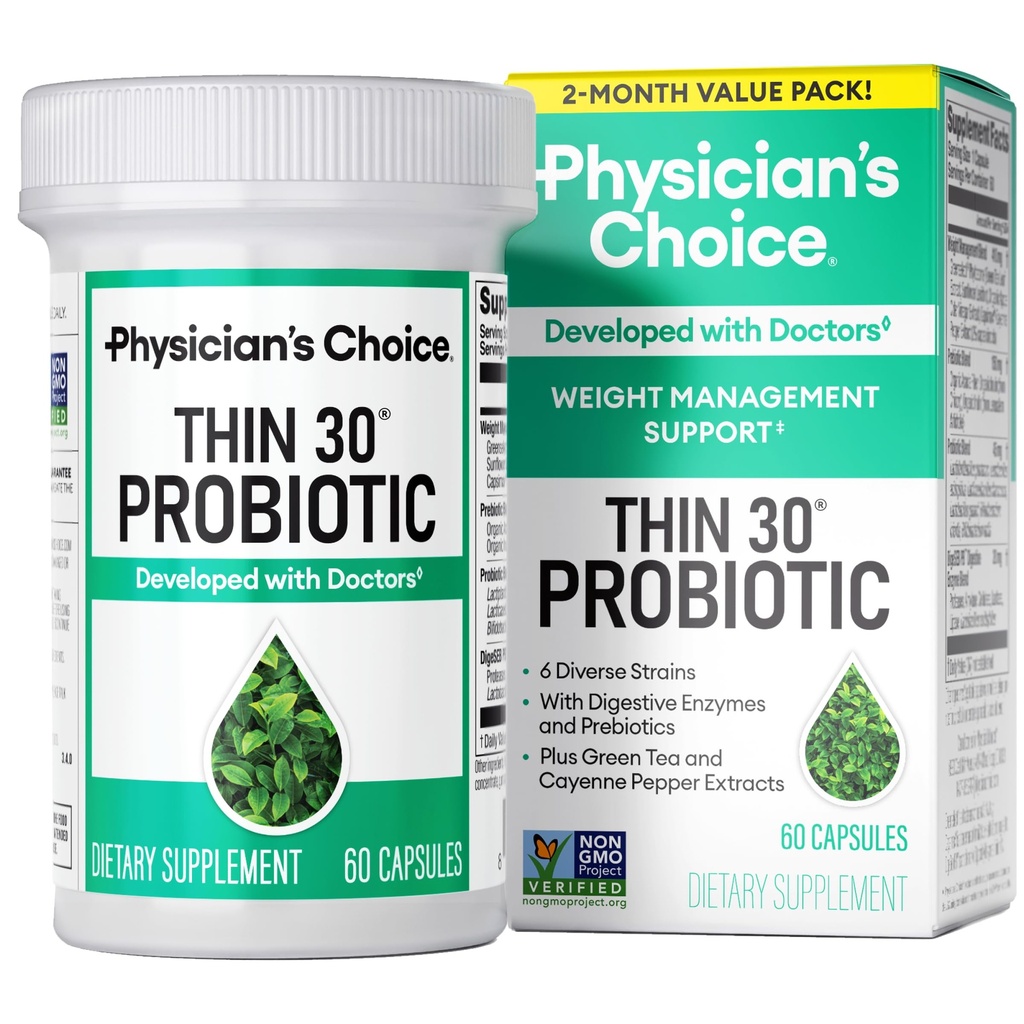 Probiotics για τη Διαχείριση Βάρους και την Ανέπνευση - 6 Probiotic Strains - Prebiotics - Βασικό συστατικό Καγιέν - Υποστηρίζει Υγεία των Ούρων - Διαχείριση Βάρος για γυναίκες & άνδρες - Πράσινο Τσάι - 60 CT