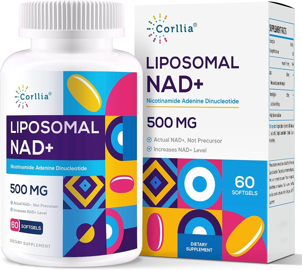 Λιποσωμική NAD+ 500mg με TMG 250mg Softgels, Νικοτιναμίδη Ριβοζίτης Εναλλακτική, Πραγματική NAD+ Συμπλήρωμα, 60 Υπηρεσίες