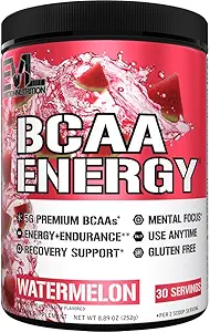 EVL BCAAs Amino Acids Powder - BCAA Energy Pre Workout Powder for Muscle Recovery Lean Growth and Endurance - Rehydrating Post Workout Recovery Drink with Natural Caffeine - Watermelon