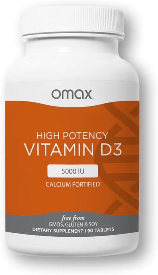 Omax3 Βιταμίνη D3 5000 IU + Ασβέστιο, Προμήθεια 90 ημερών, Ισχυρά οστά, μύες & αρθρώσεις, Υγεία της καρδιάς, Ανοσία, Μη ΓΤΟ, Χωρίς Γλουτένη, Χωρίς Σόγια (Νέα Συσκευασία) - 90 δισκία (90)