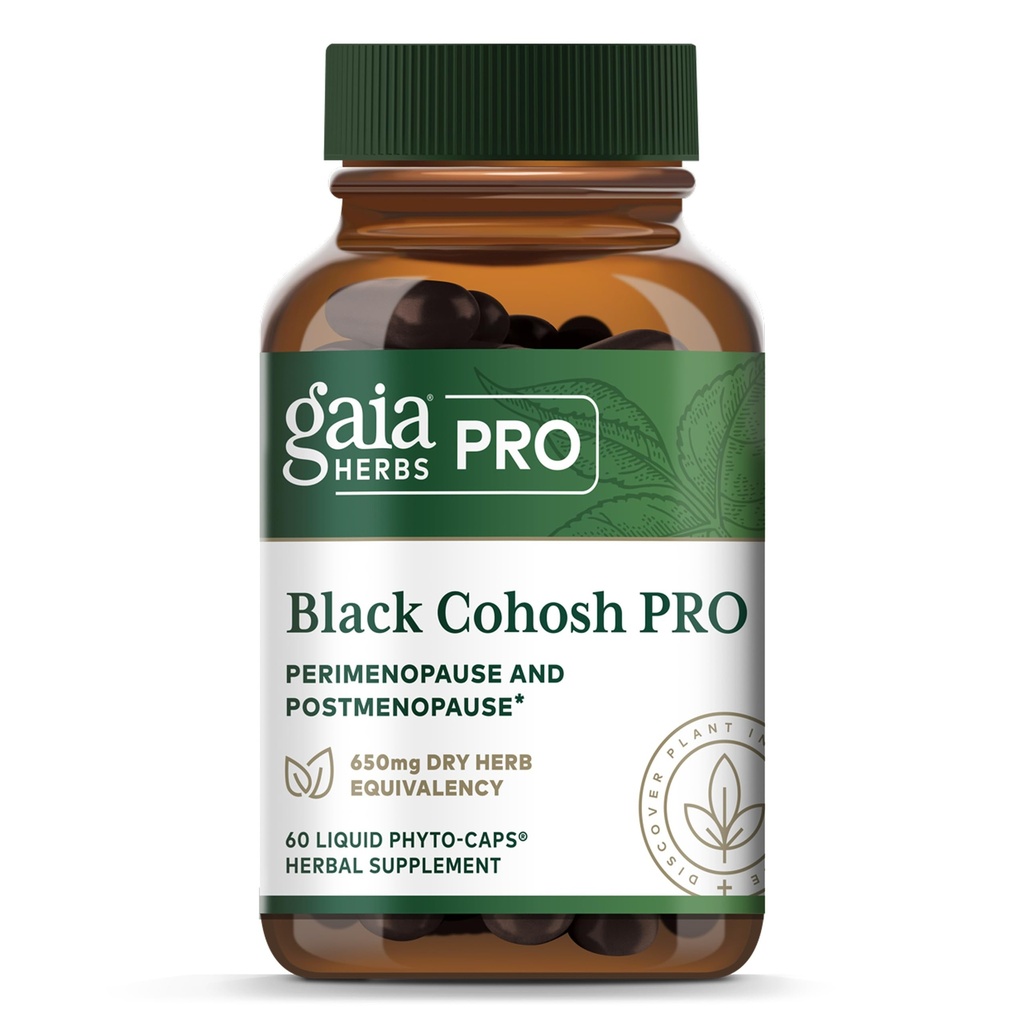 GAIA HERBS PRO Black Cohosh PRO - Υγιής Περιεμμηνόπαυση & μετά την εμμηνόπαυση Συμπλήρωμα Υποστήριξης* - Γυναικείο συμπλήρωμα υγείας με Black Cohosh Root Extract - Vegan - 60 Liquid Phyto-Caps (60 Servings)