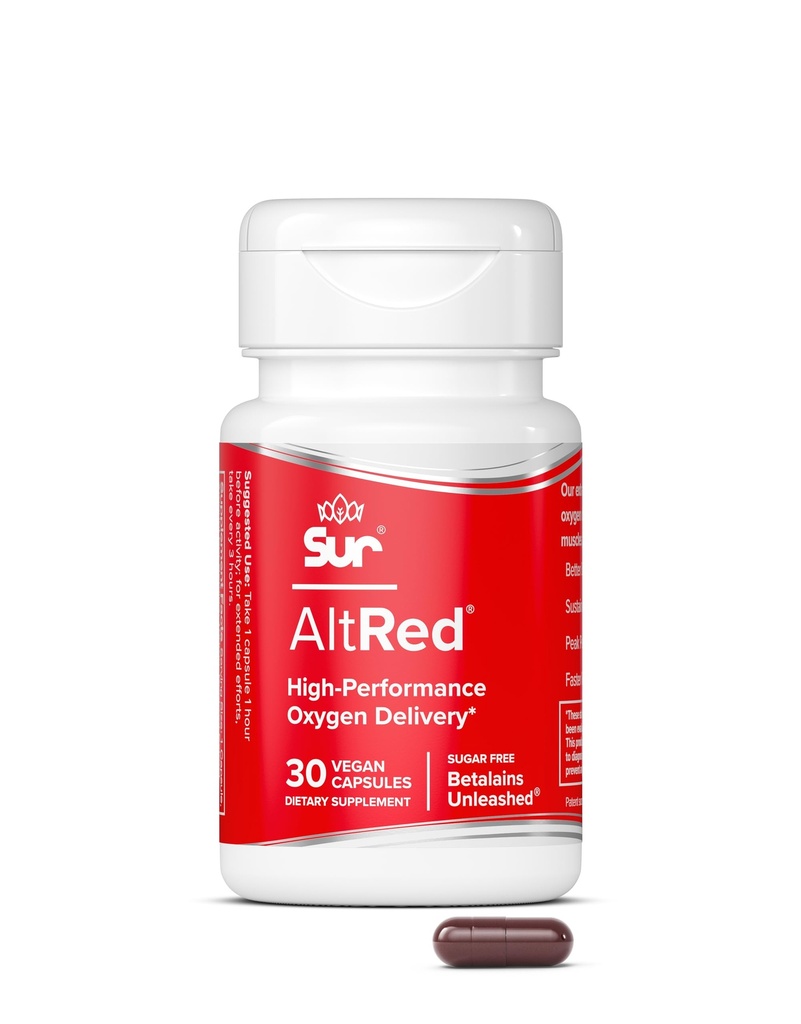 AltRed Sur Beet Root Κάψουλες για την αποκατάσταση των μυών και την αθλητική διατροφή - 25% Betalain Extract Προ προπόνηση & συμπλήρωμα οξειδίου του αζώτου για αθλητές αντοχής - NSF Certified for Sport
