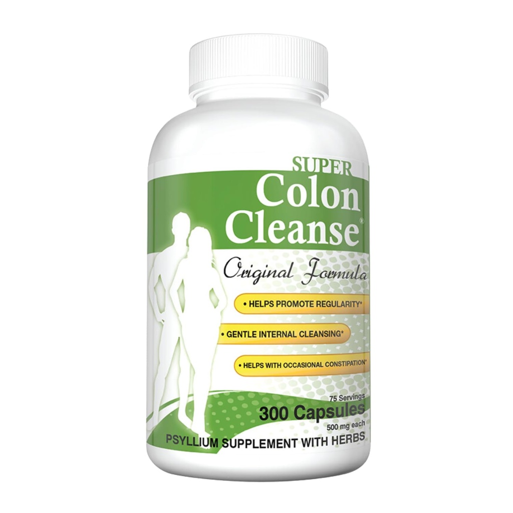 Health Plus Super Colon Cleanse Original Formula (1990-2025), 300 Κάψουλες, 6 Καθαρίσεις - Υποστηρίξτε την Πεποίθησή σας, Ανακουφίστε με το Psyllium Husk και Senna Leaf