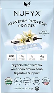 NUFYX® • Heavenly Protein® Powder • World’s Finest 100% Organic American Grown Peas • Vegan • Χωρίς γλουτένη • Low Carb (Κρεμώδης βανίλια, πακέτο)