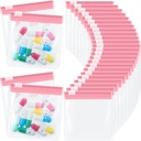 24 Τεμάχια Τσάντες χαπιών Zippered Pill Pouch Set Reuseable Translucent Medicine Organizer Self Sealing Medicine Bag Travel Plastic Pill Sags with Slide Lock Pill Baggies for Pills (Light Pink)