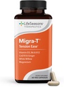 LifeSeasons Migra-T με Relieve-R - Ημικρανία Πρόληψη & Συμπλήρωμα ανακούφισης - Υποστήριξη για Σοβαρούς Πονοκέφαλους - Μειώνει τον ελαφρύ ήχο και την ευαισθησία Odor - Feverfew, White Willow, Magnesium Ginger & CoQ10
