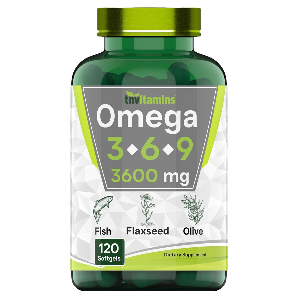 tnvitamins Triple Omega 3◆ 6◆ 9: 3600mg x 120 Softgels 