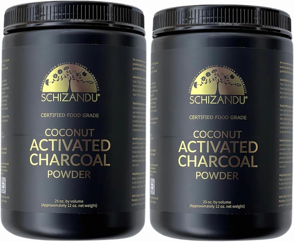 Organic Charcoal Powder Activated Charcoal Natural, Vegan, Organic, GMO Free - Large Bottle 25 oz Powder - 2pack