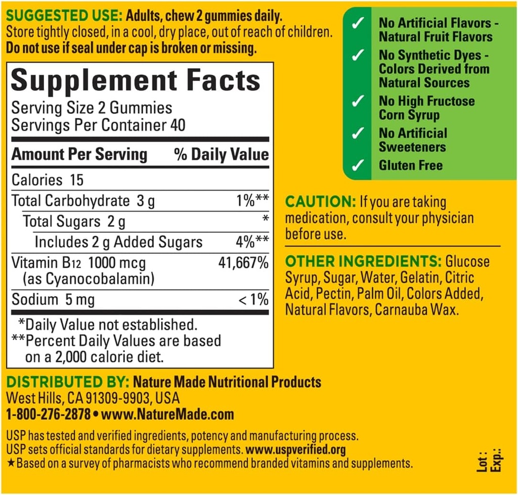 Nature Made B12 Energy Gummies 80 Count, (Pack of 2), γεύση μπορεί να ποικίλει.