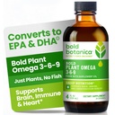 Τολμηρή Botanica Φυτό Ωμέγα 3-6-9, με Αχιφλολάδι, Vegan Omega 3, Πλήρης Φυτικά Ωμέγα για Εγκεφαλική & Ανοσοποιητική Υγεία, Καλύτερη από Φλεγμονή, Ψάρια Χωρίς, Μεγάλη Γεύση, Ζάχαρη Χωρίς, Μη ΓΤΟ, Υγρό - 4 oz