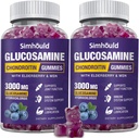 2 συσκευασίες Glucosamine Chondroitin Gummies - 3000MG πρόσθετο συμπλήρωμα κοινής υποστήριξης δύναμης με MSM & Elderberry, Ευελιξία, Αντιοξειδωτική ανοσοποιητική υποστήριξη Gummy για ενήλικες, άνδρες και γυναίκες