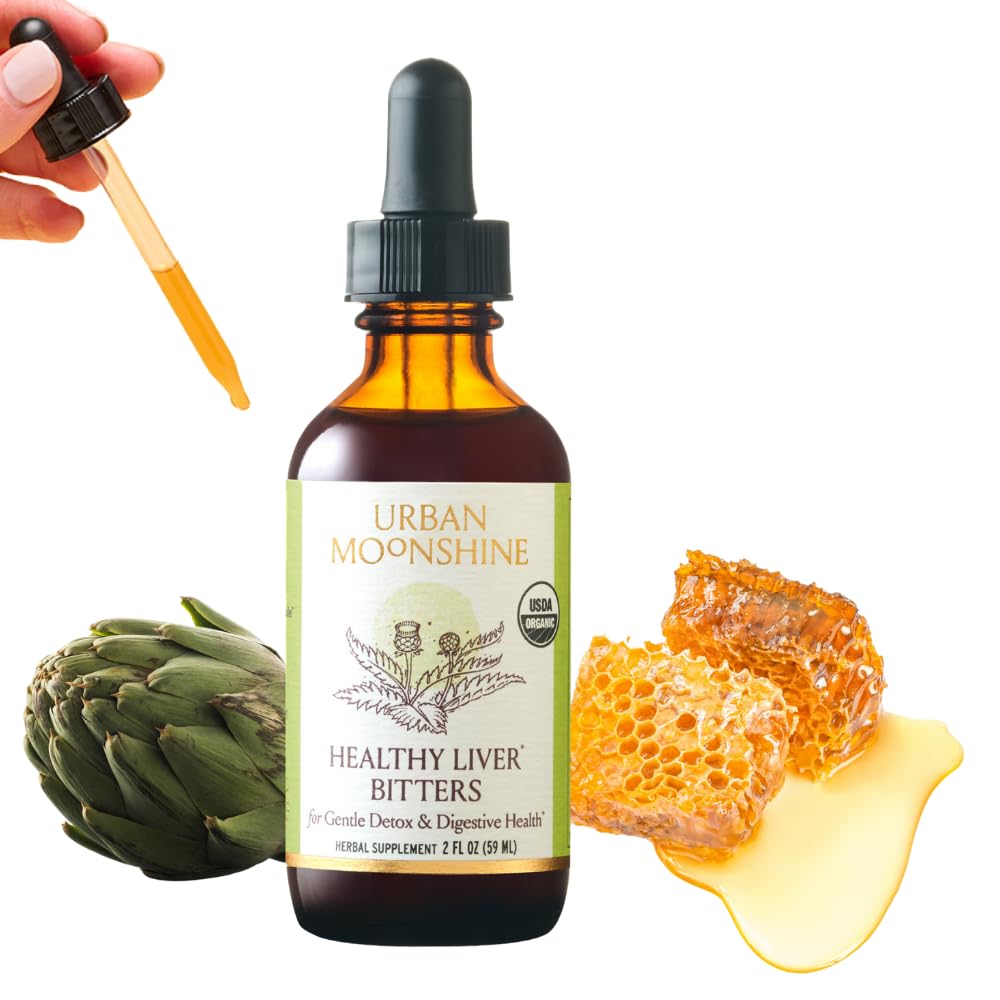 Urban Moonshine Healthy Liver Bitters - Υποστήριξη του ήπατος - Detox - Bile Production - Gut Health - Artichoke - Dandelion - Gentle Detox* - Organic- 2 Fl Oz
