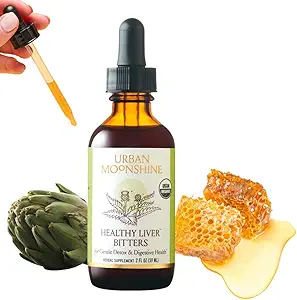 Urban Moonshine Healthy Liver Bitters - Υποστήριξη του ήπατος - Detox - Bile Production - Gut Health - Artichoke - Dandelion - Gentle Detox* - Organic- 2 Fl Oz