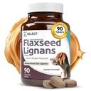 K9 Select Concentrated Flaxseed Lignans for Dogs, 20mg 90 Tablets, Peanut Butter Flavored Chewable, Impove Coat
