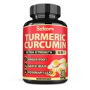 Satoomi 6in1 Turmeric Curcumin Supplement - 3 Month Supply - 95% Curcuminoids with Ginger Root, Garlic Bulb, Rosemary & Black Pepper - 90 Capsules