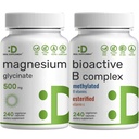 Μαγνήσιο Γλυκινικό 500mg Κάψουλες Veggie & Bioactive Vitamin B Complex B Συσκευασία δεμάτων – Εύκολα απορροφημένο Χηματοποιημένο Ορυκτό – Ανοσοποιητικό, Ενέργεια, & Μεταβολισμός Συμπλήρωμα