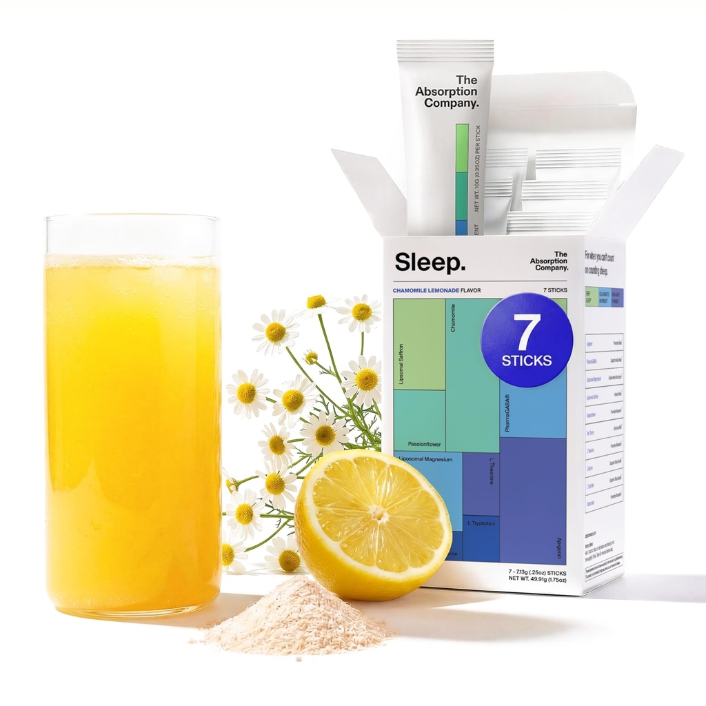 Sleep Aid Powder - Ηρεμηστικό ποτό για βαθύ ύπνο με λιποσωμικό σαφράν, μαγνήσιο & PharmaGABA Μελατονίνη-δωρεάν φυσικό συμπλήρωμα για τη μείωση του στρες και τη βελτίωση της ποιότητας ύπνου χαμομήλι λεμονάδα 7 ραβδιά