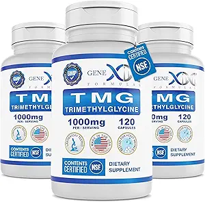 Genex Formulas TMG Supplement 1000mg (360 Κάψουλες) - NSF Certified for Safety, Quality & Label Acquiracy - Betaine Anhydrous Trimethylglycine - Συμπλήρωμα ήπατος - Χωρίς γλουτένη & μη GMO - 30-Ημέρα προσφοράς