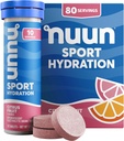 Nuun Sport Ηλεκτρολυτικά Δισκία με Μαγνήσιο, Ασβέστιο, Κάλιο, Χλωριούχο & Νάτριο, Χωρίς Γλουτένη & Vegan, Εσπεριδοειδή Φρούτα, 8 Συσκευασία (80 Σερβιέτες Σύνολο)