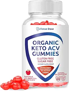 Organic Keto ACV Gummies - Gluten & Sugar Free Pro Active Apple Cider Vinegar Supplement for Women Men (1200MG)