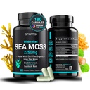 Certified Organic Sea Moss Capsules 2250mg Wildcrated Irish Sea Moss Burdock Root Bladderwrack Supplement Raw Seamoss Pills & Powder (Ζώνη 1 στα 180-Caps)