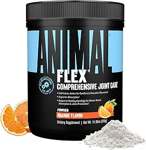 Animal Flex Powder - Κοινό συμπλήρωμα υποστήριξης για την ανακούφιση του πόνου, την επισκευή και την αποκατάσταση των μυών με Turmeric, Glucosamine, Chondroitin, MSM, Collagen και Boswellia, Great Tasting Orange Flavor, 30 Scoops
