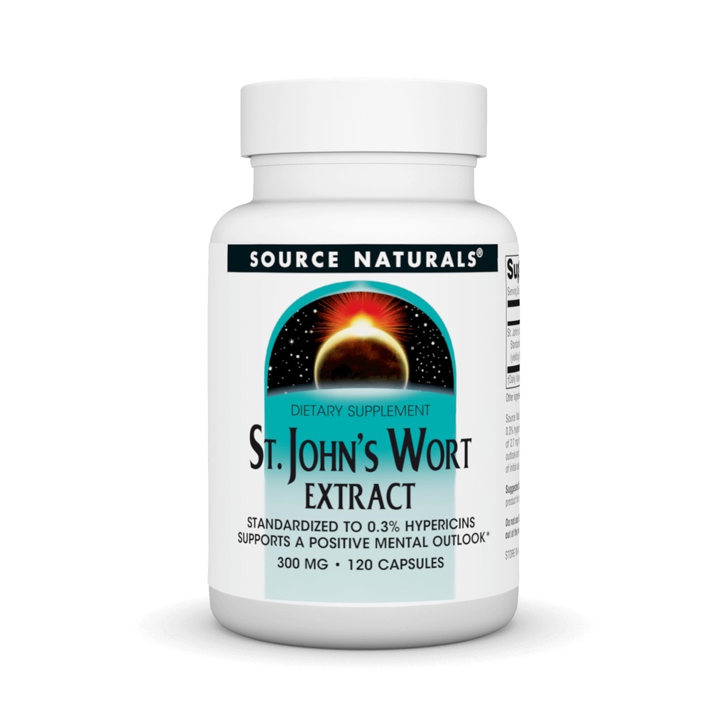 Source Naturals St John's Wort Extract 300 mg Υποστηρίζει μια θετική ψυχική προοπτική - 120 κάψουλες