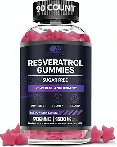 EFFECTIVE NUTRA Resveratrol Gummies 1500mg | Sugar-Free Supplement for Antioxidant Support, Immunity, Heart Health, and Brain Function | 45-Day Supply, Natural Berry Flavor, Made in USA (90 Count)