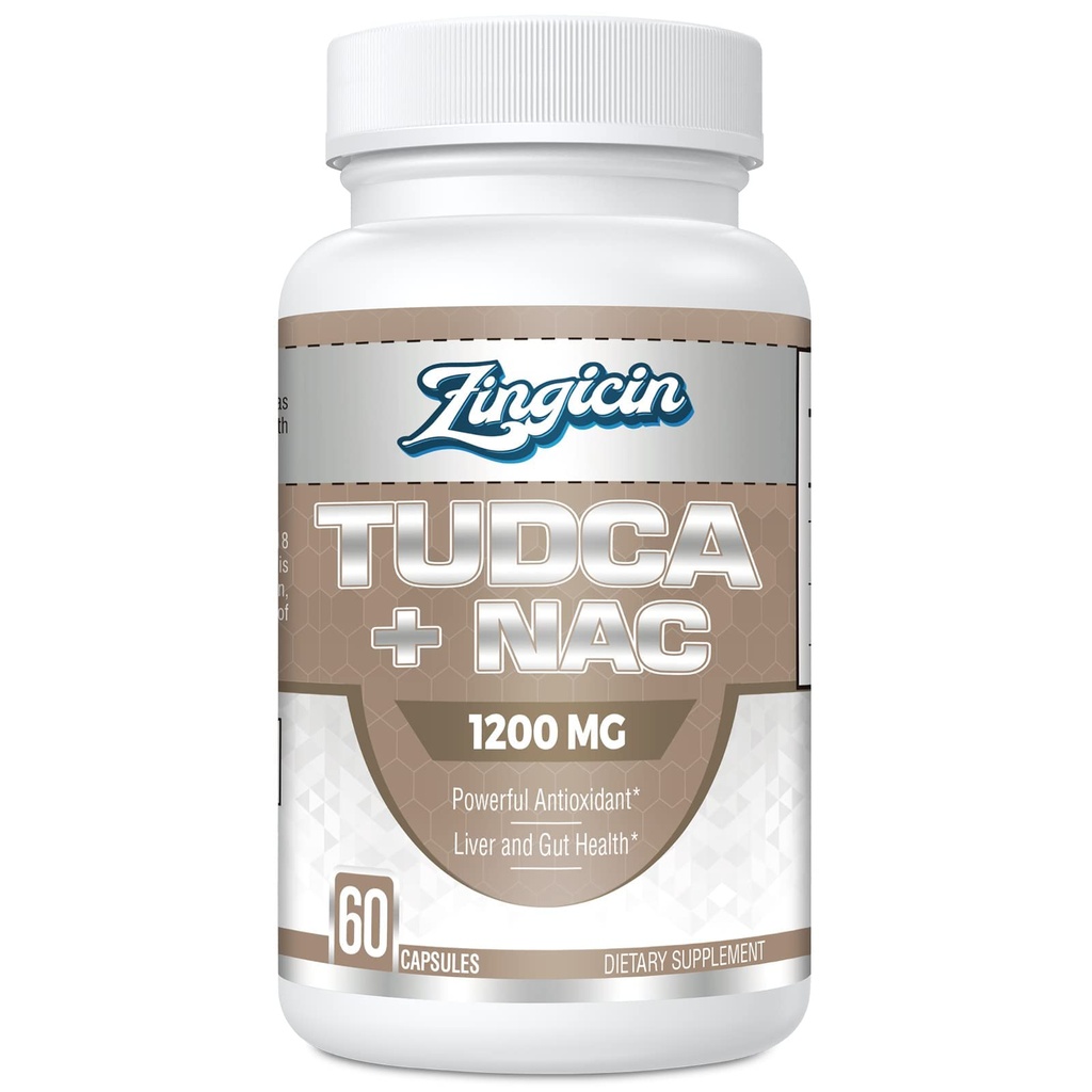 TUDCA με συμπλήρωμα NAC 1200mg - 60 κάψουλες, ισχυρό άλας TUDCA Bile Plus N- Acetyl-Cysteine, αντιοξειδωτικά συμπληρώματα για το συκώτι, δυσπεψία