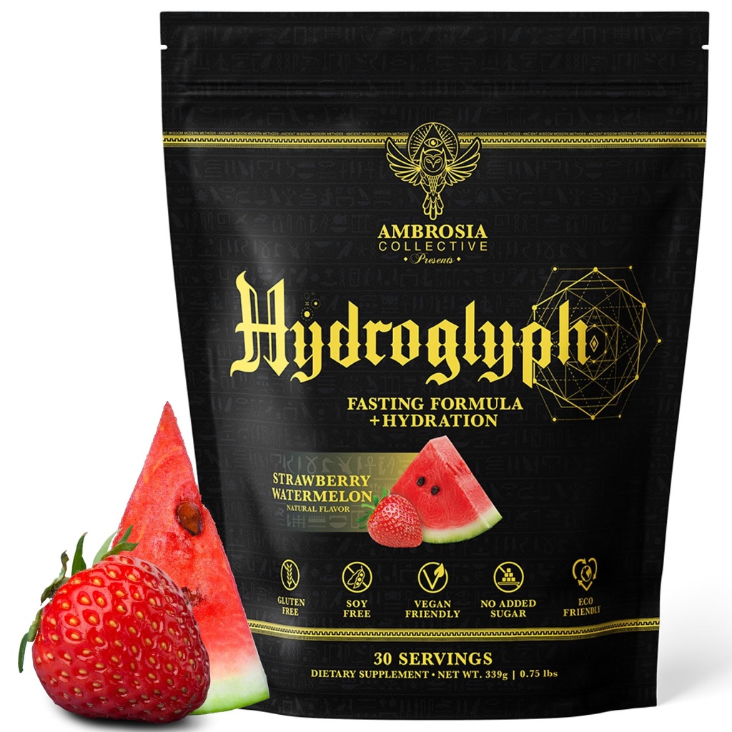 Ambrosia Hydroglyph Intraworkout Formula w/BCAA + EAA + Ηλεκτρολύτες Ενυδάτωση σε σκόνη για την προστασία των μυών Lean, 0g Ζάχαρη Νηστεία Ενυδάτωση Μείγμα, Φτιαγμένο νερό w/Coconut (Strawberry Watermelon)