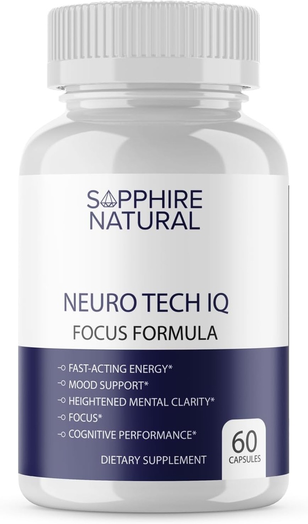 Official... Neuro Tech IQ Brain Supplement - Neurotech Iq Focus Formula Enhancement Pills (60 Capsules)