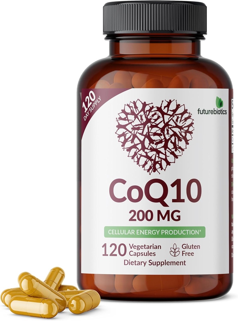 Μελλοντικά αντιβιοτικά CoQ10 200 MG Κυτταρική παραγωγή ενέργειας, 120 κάψουλες χορτοφάγων