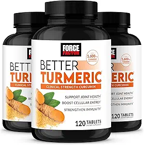 FORCE FACTOR Better Turmeric 3-Pack Joint Support Supplement Featuring HydroCurc Turmeric, Clinical Strength Joint Support, 360 Tablets, White Packaging