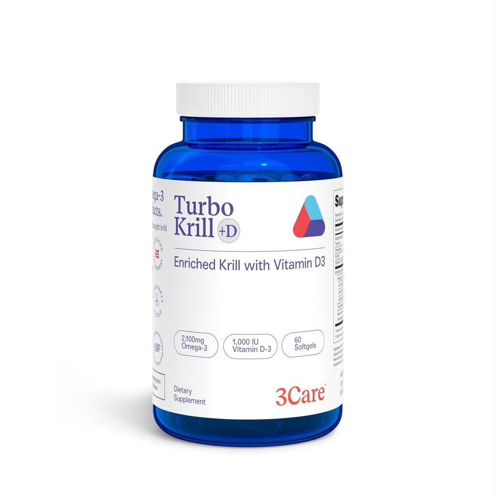 Turbo Krill 2100mg [Υψηλό συμπύκνωμα] Krill Oil Plus 600 IU Βιταμίνη D Ωμέγα 3 Συμπλήρωμα 60 Count Softgels