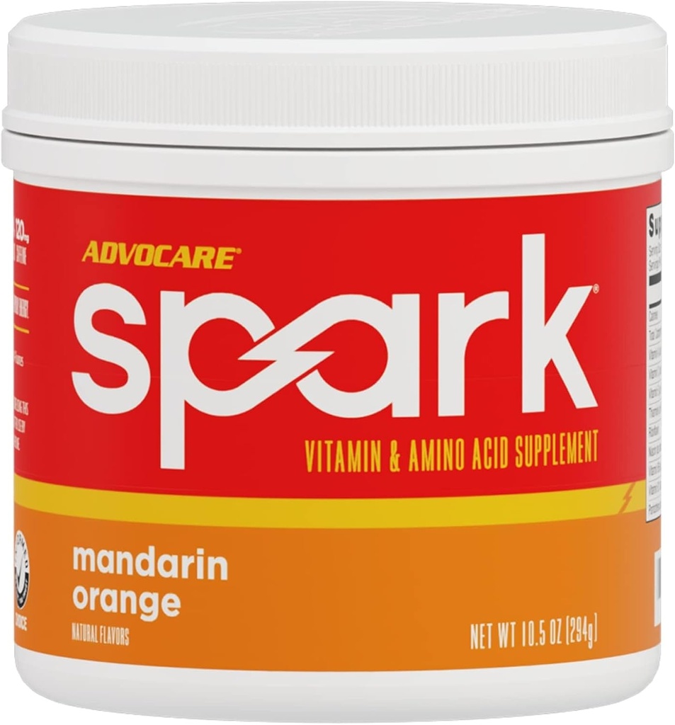 AdvoCare Spark - Energy Drink Mix - Vitamin & Amino Acid συμπλήρωμα - Υποστηρίζει την ενέργεια και την εστίαση - Φορητή Ανοσολογική Υποστήριξη - Χωρίς ζάχαρη - Μανταρίνι Πορτοκάλι (10,5 oz)