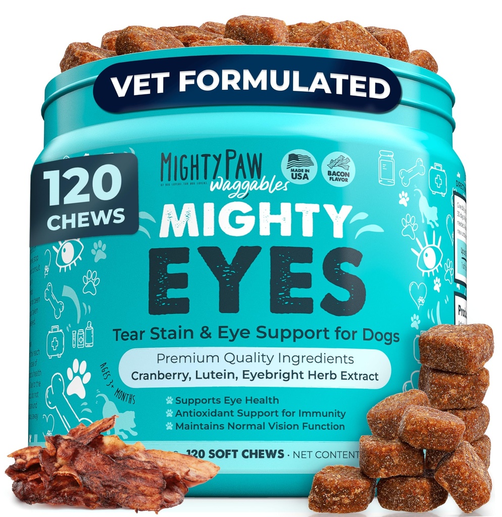 Mighty Paw Wagggables Eyes (Made in USA)  Λιπαντικά μάτια, ανοσοποιητική υποστήριξη (120 Ct)