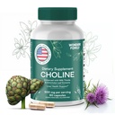 Choline Bitartrate 500MG - Premium συμπληρώματα χοληστερόλης - Συμπλήρωμα στήριξης ήπατος & Gallbladder Συμπληρώματα - Colina Suplemento 500 mg Orgánica - Βιταμίνη εγκεφάλου για τη μνήμη και την εστίαση - 60 Καπάκια χολίνης