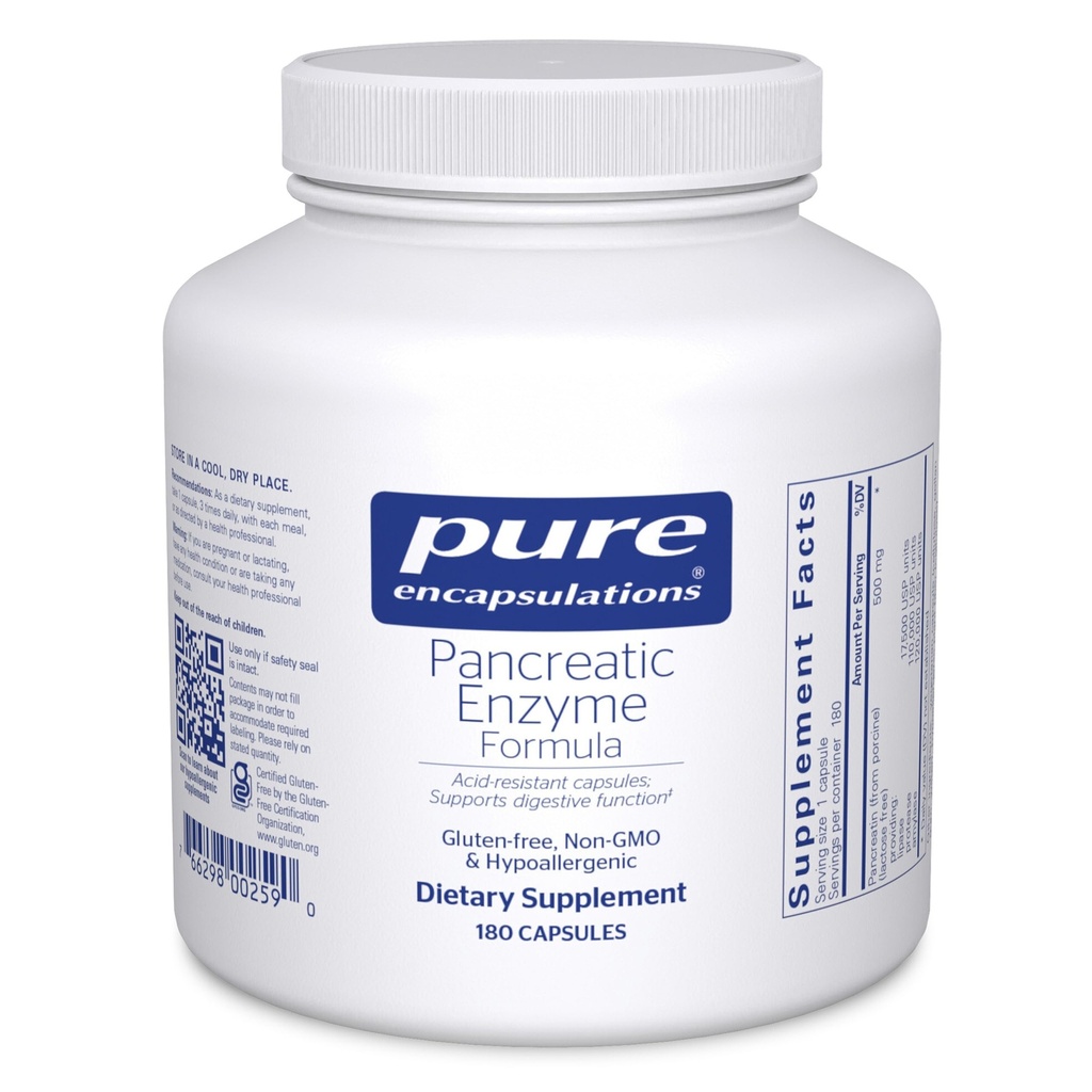 Pure Encapsulations Pancreatic Enzyme Formula - Digestive Enzymes for Digestion - Ενισχύει την Υγεία των Ούλων* - Στοχευμένες Κάψουλες Παράδοσης - Χωρίς Γλουτένη & Μη ΓΤΟ - 180 Κάψουλες