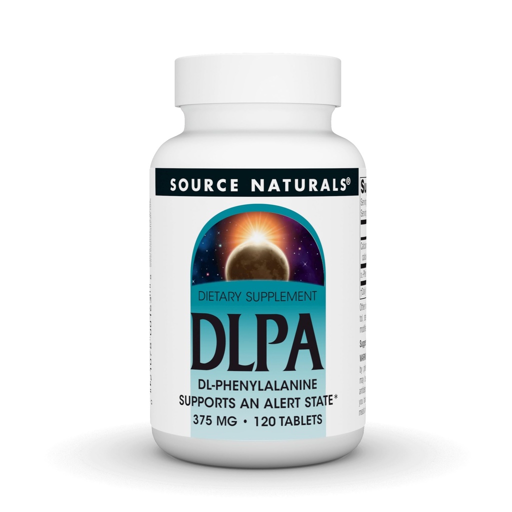 Source Naturals DLPA DL- Phenylalanine, Υποστηρίζει μια κατάσταση συναγερμού * - 375 mg - 120 δισκία
