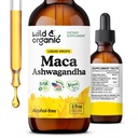 Wild & Organic Maca Ashwagandha σταγόνες για τους άνδρες και τις γυναίκες - Περουβιανή ρίζα Maca και Ashwagandha βάμμα για τη συνολική υποστήριξη - Vegan, ζάχαρη & αλκοόλ-ελεύθερο συμπλήρωμα εκχύλισμα - 2 fl oz