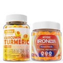 Sugar Free Turmeric Curcumin Filled Gummies 550mg for Adults,Vegan Iron Gummies Supplement with Vitamin C