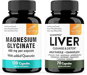 Sandhu's Magnesium Glycinate with Quercetin & Liver Support Capsules | Supports Quality Sleep, Relaxation & Liver Health Support