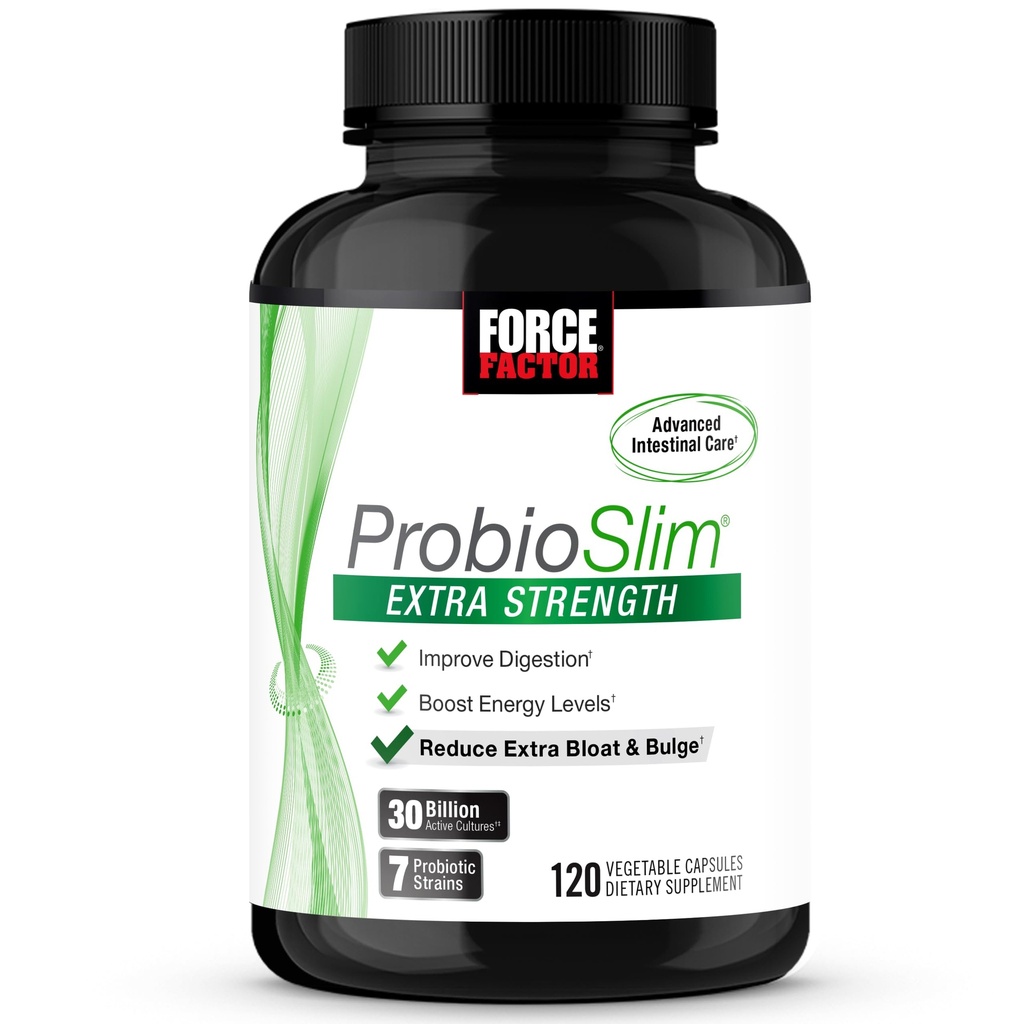 FORCE FACTOR ProbioSlim Extra Strength Probiotics for Women and Men with 30 Billion CFUs of Probiotics for Digestive Health, Bloating Relief, and Gut Health, with Prebiotic Fiber, 120 Κάψουλες